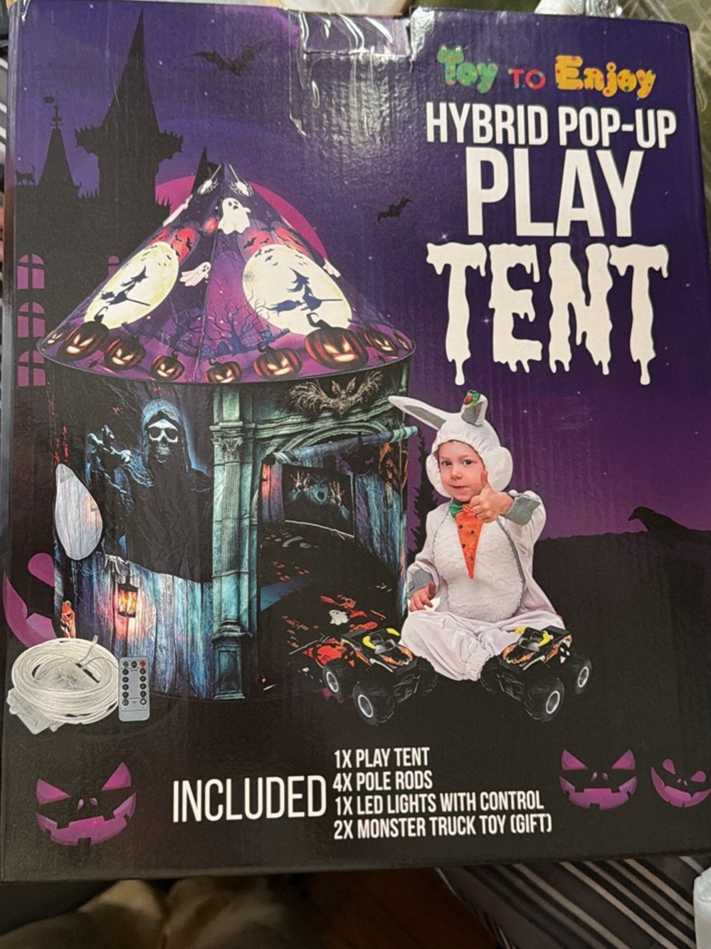 Purple Halloween Hybrid Pop-Up Play Tent for Kids